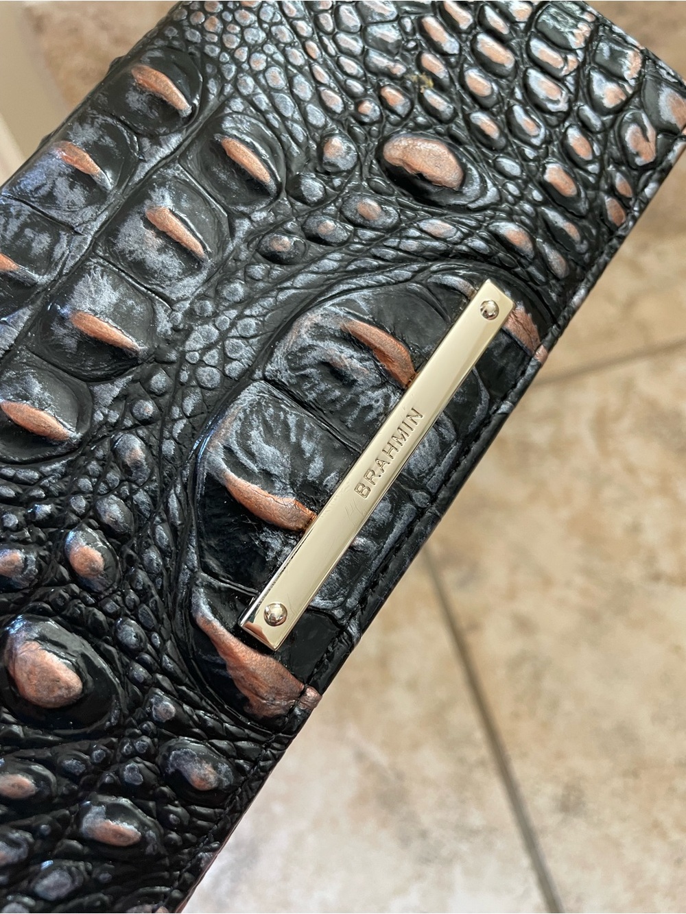 Brahmin rare dusk ady Copper Croc-Embossed Leather wallet nwt - Picture 5 of 8